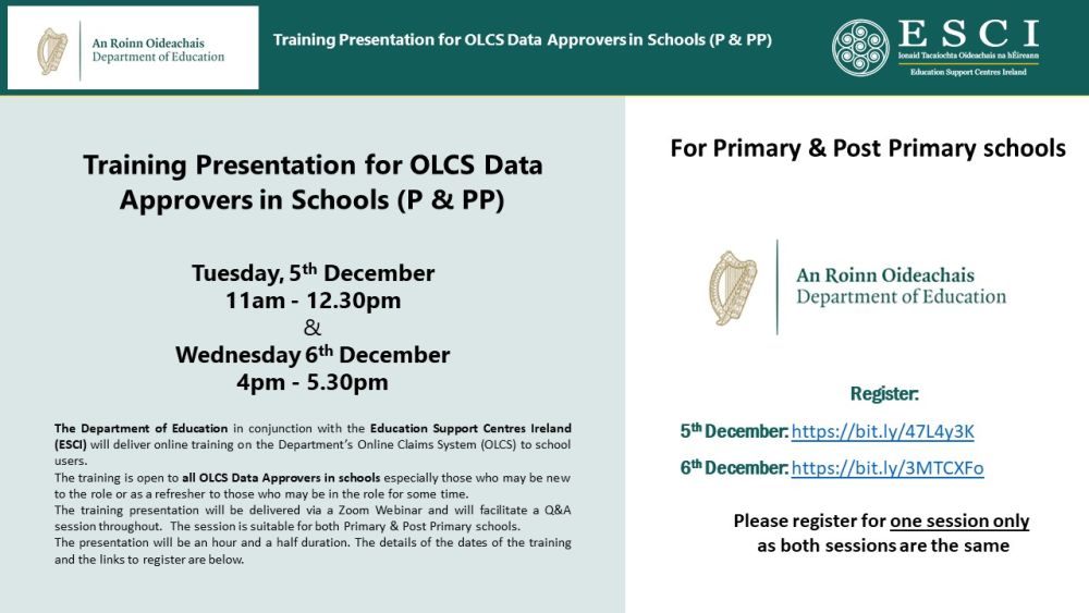 OLCS Training for Data ApproversPrimary Dublin West Education Centre