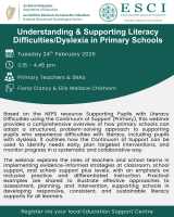 NEPS ESCI: Understanding & Supporting Literacy Difficulties/ Dyslexia in Primary School (REPEAT)  